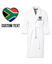 South Africa Flag Heart Shape Embroidery Logo with Custom Text Embroidered Bathrobes